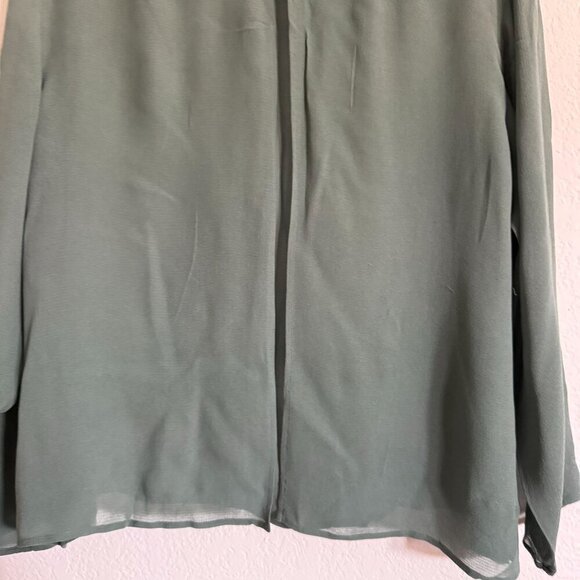 Eileen Fisher System Women's Sheer SZ Large Silk Blouse jacket Open Front Glam - Picture 13 of 14